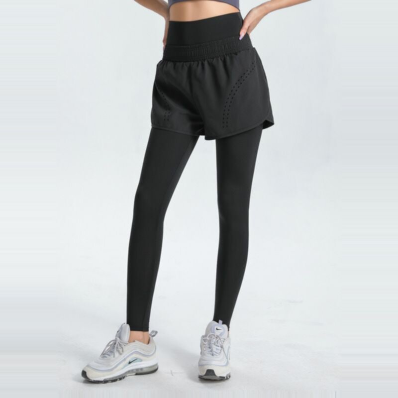 Spring and autumn high waist fake two yoga pants